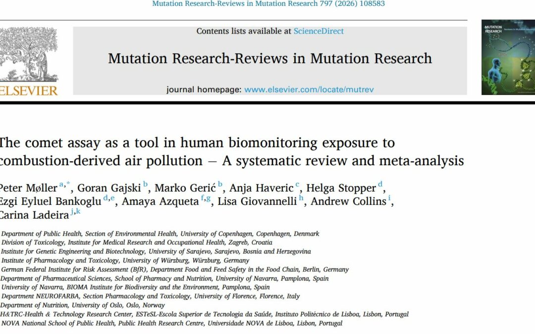 📢 New article authored by ICAWG members! “The comet assay as a tool in human biomonitoring exposure to combustion-derived air pollution – A systematic review and meta-analysis”